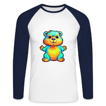 Beaver Colorful Watercolor Cartoon Kawaii Animal - Unisex Long Sleeve Baseball T-Shirt - white/navy - Front - Nik (191cm)