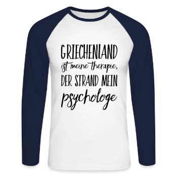 Lustiger Griechischer Spruch Griechenland Geschenk - Unisex Baseballshirt langarm - Weiß/Navy - Vorne - Nik (191cm)
