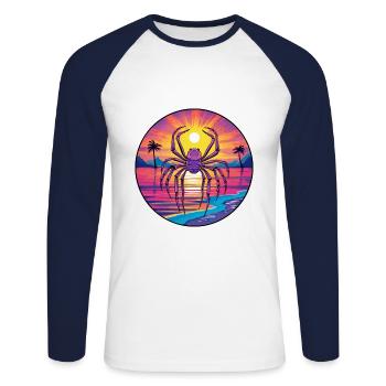 Spider Colorful Watercolor Cartoon Kawaii Animal - Unisex Long Sleeve Baseball T-Shirt - white/navy - Front - Nik (191cm)