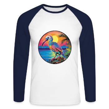 Kiwi Vogel Buntes Aquarell Cartoon Kawaii Haustier - Unisex Baseballshirt langarm - Weiß/Navy - Vorne - Nik (191cm)