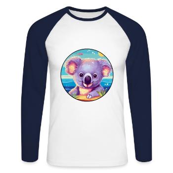 Koala Buntes Aquarell Cartoon Kawaii Tier - Unisex Baseballshirt langarm - Weiß/Navy - Vorne - Nik (191cm)