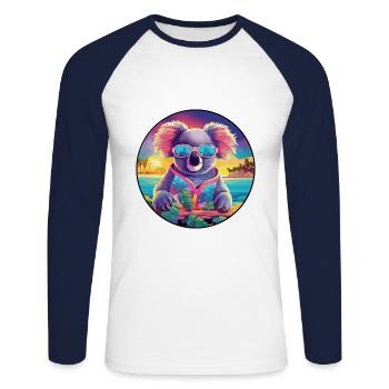 Koala Buntes Aquarell Cartoon Kawaii Tier - Unisex Baseballshirt langarm - Weiß/Navy - Vorne - Nik (191cm)