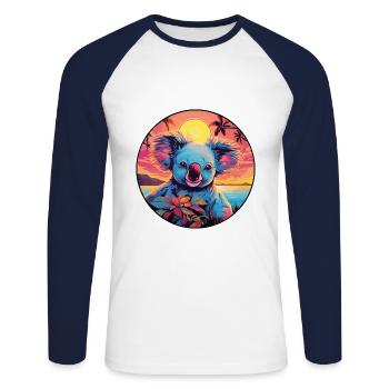 Koala Buntes Aquarell Cartoon Kawaii Tier - Unisex Baseballshirt langarm - Weiß/Navy - Vorne - Nik (191cm)