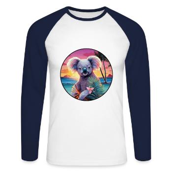 Koala Buntes Aquarell Cartoon Kawaii Tier - Unisex Baseballshirt langarm - Weiß/Navy - Vorne - Nik (191cm)