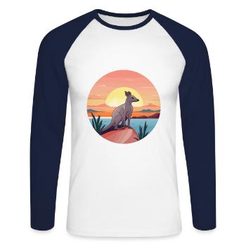 Aardvark Aquarelle Colorée Dessin Animé Kawaii Animal - T-shirt baseball manches longues Homme - blanc/marine - Devant - Nik (191cm)