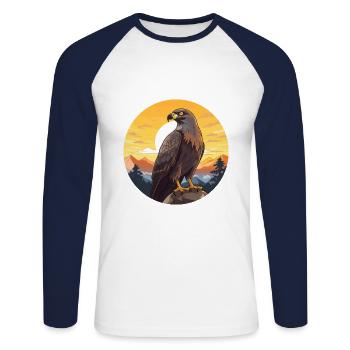 Buse colorée aquarelle dessin animé Kawaii Animal - T-shirt baseball manches longues Homme - blanc/marine - Devant - Nik (191cm)