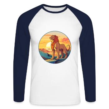 Chimère Aquarelle Colorée Dessin Animé Kawaii Animal - T-shirt baseball manches longues Homme - blanc/marine - Devant - Nik (191cm)