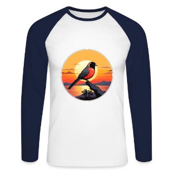 Gimpel Bunte Aquarell-Karikatur Kawaii Haustier - Unisex Baseballshirt langarm - Weiß/Navy - Vorne - Nik (191cm)