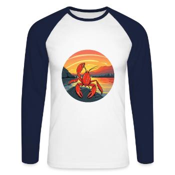 Craw Aquarelle colorée Dessin animé Kawaii Animal - T-shirt baseball manches longues Homme - blanc/marine - Devant - Nik (191cm)