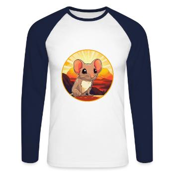 Elephant Shrew Colorful Watercolor Cartoon Kawaii - Unisex Long Sleeve Baseball T-Shirt - white/navy - Front - Nik (191cm)