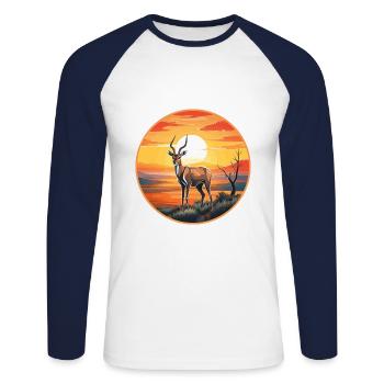 Impala Buntes Aquarell Cartoon Kawaii Tier - Unisex Baseballshirt langarm - Weiß/Navy - Vorne - Nik (191cm)