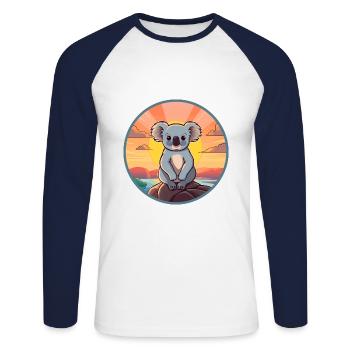 Koala Buntes Aquarell Cartoon Kawaii Tier - Unisex Baseballshirt langarm - Weiß/Navy - Vorne - Nik (191cm)