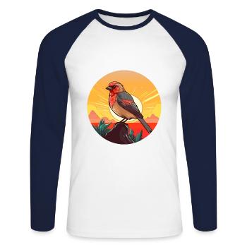 Finch Buntes Aquarell Cartoon Kawaii Tier - Unisex Baseballshirt langarm - Weiß/Navy - Vorne - Nik (191cm)