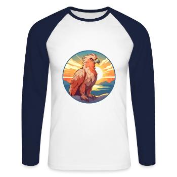 Griffon Aquarelle Colorée Dessin Animé Kawaii Animal - T-shirt baseball manches longues Homme - blanc/marine - Devant - Nik (191cm)