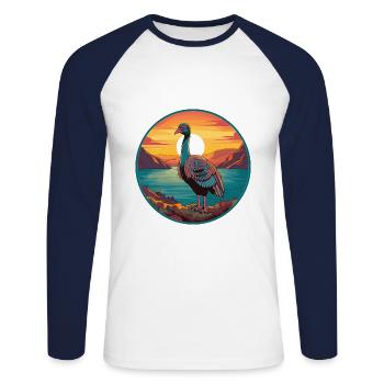 Turkey Pet Colorful Watercolor Cartoon Kawaii Pet - Unisex Long Sleeve Baseball T-Shirt - white/navy - Front - Nik (191cm)
