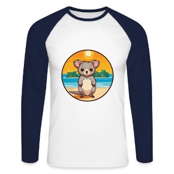 Aye Aye Aquarell Cartoon Kawaii Clipart Tier - Unisex Baseballshirt langarm - Weiß/Navy - Vorne - Nik (191cm)