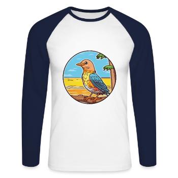 Kuckuck Aquarell Cartoon Kawaii Clipart Tier - Unisex Baseballshirt langarm - Weiß/Navy - Vorne - Nik (191cm)