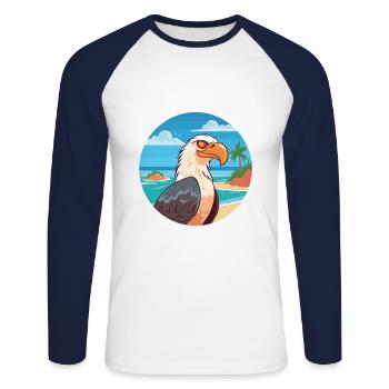 Eagle Watercolor Cartoon Kawaii Clipart Animal - Unisex Long Sleeve Baseball T-Shirt - white/navy - Front - Nik (191cm)
