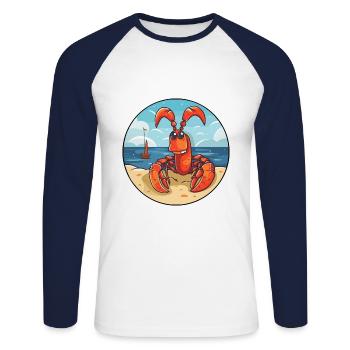 Lobster Watercolor Cartoon Kawaii Clipart Animal - Unisex Long Sleeve Baseball T-Shirt - white/navy - Front - Nik (191cm)