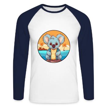 Koala Aquarell Cartoon Kawaii Clipart Tier - Unisex Baseballshirt langarm - Weiß/Navy - Vorne - Nik (191cm)