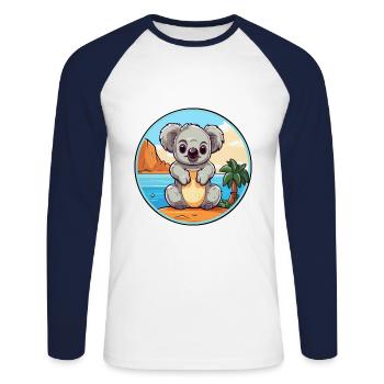 Koala Aquarell Cartoon Kawaii Clipart Tier - Unisex Baseballshirt langarm - Weiß/Navy - Vorne - Nik (191cm)