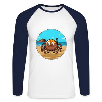 araignée aquarelle dessin animé Kawaii Clipart Animal - T-shirt baseball manches longues Homme - blanc/marine - Devant - Nik (191cm)