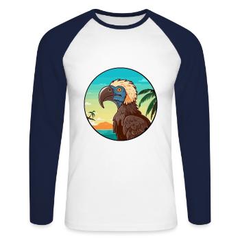 vautour aquarelle dessin animé Kawaii Clipart Animal - T-shirt baseball manches longues Homme - blanc/marine - Devant - Nik (191cm)