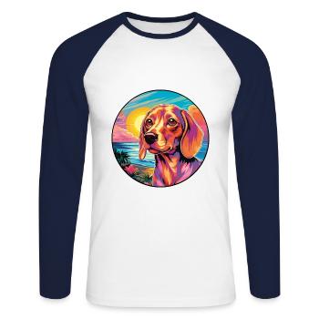 Alpine Dachsbracke Dog Breed Colorful Cartoon Wate - Unisex Long Sleeve Baseball T-Shirt - white/navy - Front - Nik (191cm)
