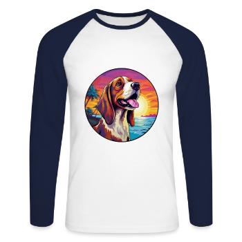 Artois Hund Rasse Bunte Karikatur Aquarell - Unisex Baseballshirt langarm - Weiß/Navy - Vorne - Nik (191cm)
