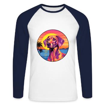 Andalusischer Jagdhund Rasse Bunte Karikatur Wasserc - Unisex Baseballshirt langarm - Weiß/Navy - Vorne - Nik (191cm)