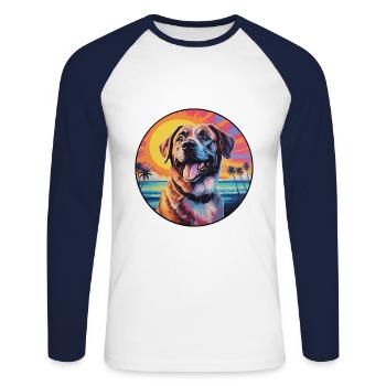 Anatolian Shepherd Dog Breed Colorful Cartoon Wate - Unisex Long Sleeve Baseball T-Shirt - white/navy - Front - Nik (191cm)
