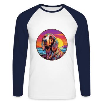 Basset Fauve De Bretagne Dog Breed Colorful Cartoo - Unisex Long Sleeve Baseball T-Shirt - white/navy - Front - Nik (191cm)