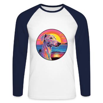 Bedlington Terrier Dog Breed Colorful Cartoon Wate - Unisex Long Sleeve Baseball T-Shirt - white/navy - Front - Nik (191cm)
