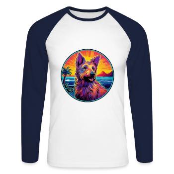 Berger Picard Hunderasse Bunte Karikatur Watercolo - Unisex Baseballshirt langarm - Weiß/Navy - Vorne - Nik (191cm)