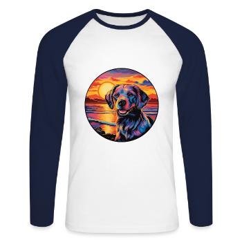 Billy Dog Breed Aquarelle de dessin animé coloré - T-shirt baseball manches longues Homme - blanc/marine - Devant - Nik (191cm)
