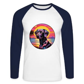 Black Forest Hound Dog Breed Colorful Cartoon Wate - Unisex Long Sleeve Baseball T-Shirt - white/navy - Front - Nik (191cm)