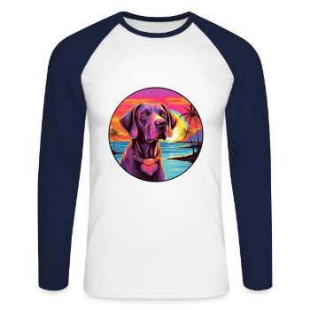 Bruno Jura Hound Race De Chien Coloré Cartoon Waterc - T-shirt baseball manches longues Homme - blanc/marine - Devant - Nik (191cm)