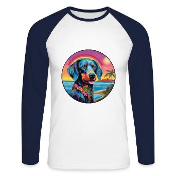 Cao De Gado Transmontano Race De Chien Coloré Cartoo - T-shirt baseball manches longues Homme - blanc/marine - Devant - Nik (191cm)