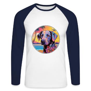 Cao da Serra de Aires Hunderasse Bunte Karikatur W - Unisex Baseballshirt langarm - Weiß/Navy - Vorne - Nik (191cm)