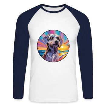Cesky Terrier Hunderasse Bunte Karikatur Watercolo - Unisex Baseballshirt langarm - Weiß/Navy - Vorne - Nik (191cm)