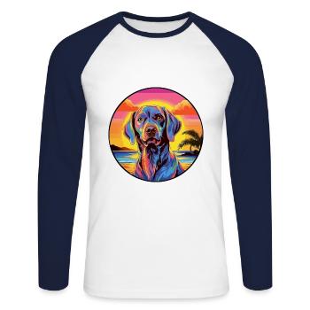 Deutsche Bracke Hunderasse Bunte Karikatur Waterco - Unisex Baseballshirt langarm - Weiß/Navy - Vorne - Nik (191cm)