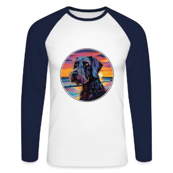 Riesenschnauzer Hunderasse Bunte Karikatur Waterco - Unisex Baseballshirt langarm - Weiß/Navy - Vorne - Nik (191cm)