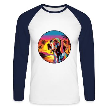 French Gascony Pointer Dog Breed Colorful Cartoon - Unisex Long Sleeve Baseball T-Shirt - white/navy - Front - Nik (191cm)