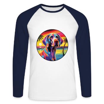 Hannover Hund Rasse Bunte Karikatur Watercolo - Unisex Baseballshirt langarm - Weiß/Navy - Vorne - Nik (191cm)