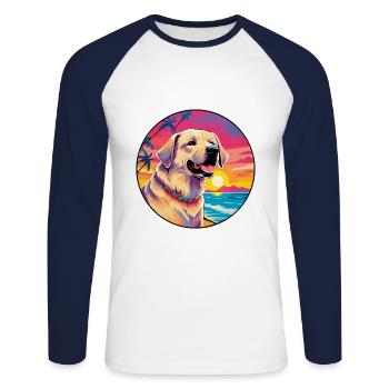 Kangal Dog Breed Coloré Cartoon Aquarelle - T-shirt baseball manches longues Homme - blanc/marine - Devant - Nik (191cm)
