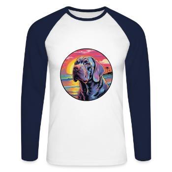 Neapolitan Mastiff Dog Breed Colorful Cartoon Wate - Unisex Long Sleeve Baseball T-Shirt - white/navy - Front - Nik (191cm)