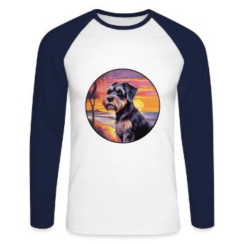 Mittelschnauzer Hunderasse Bunte Karikatur Waterco - Unisex Baseballshirt langarm - Weiß/Navy - Vorne - Nik (191cm)