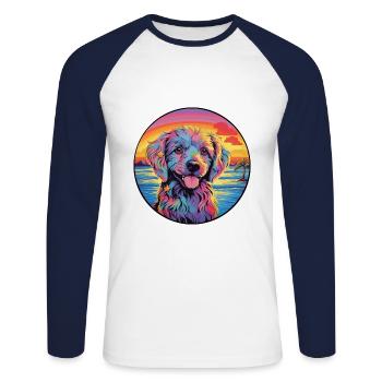 Owczarek Podhalanski Hunderasse Bunte Karikatur Wa - Unisex Baseballshirt langarm - Weiß/Navy - Vorne - Nik (191cm)