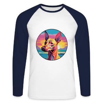 Podenco Canario Hunderasse Bunte Karikatur Waterco - Unisex Baseballshirt langarm - Weiß/Navy - Vorne - Nik (191cm)
