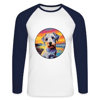 Sealyham Terrier Dog Breed Colorful Cartoon Waterc - Unisex Long Sleeve Baseball T-Shirt - white/navy - Front - Nik (191cm)